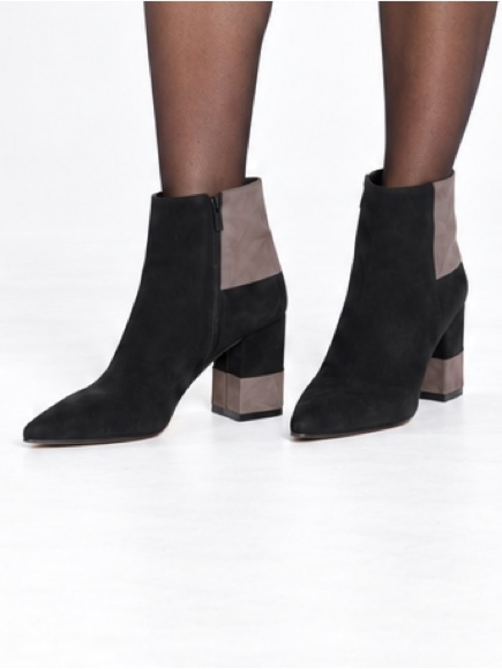 SENSO Warren Black Grey Suede Ankle Boots Pointed Toe Block Heel 39